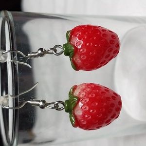 Strawberry Drop Novelty Pierced Earrings